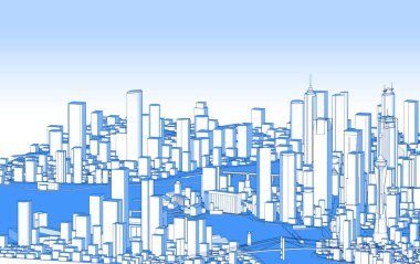 Modern şehir panoraması 3D illüstrasyon