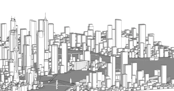 Moderne Stad Panorama Illustratie — Stockfoto