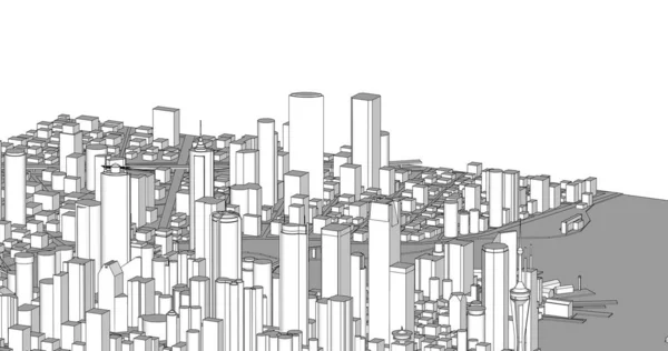 Modernes Stadtpanorama Illustration — Stockfoto