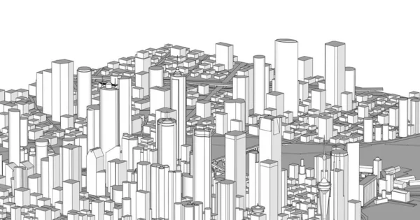 Modernes Stadtpanorama Illustration — Stockfoto