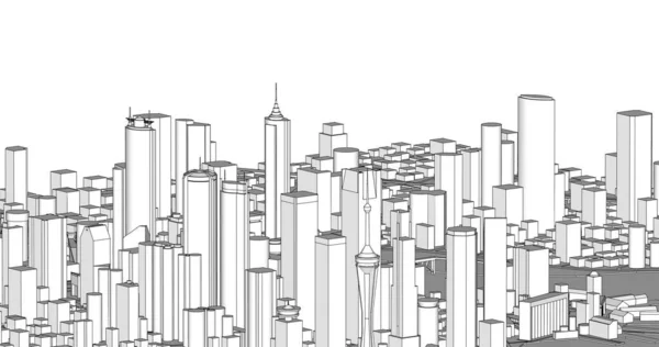 Modernes Stadtpanorama Illustration — Stockfoto