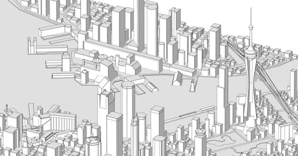 Nowoczesne Miasto Panorama Ilustracja — Zdjęcie stockowe