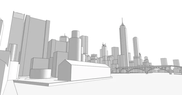 Modernes Stadtpanorama Illustration — Stockfoto