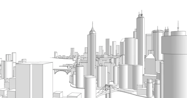 Modernes Stadtpanorama Illustration — Stockfoto