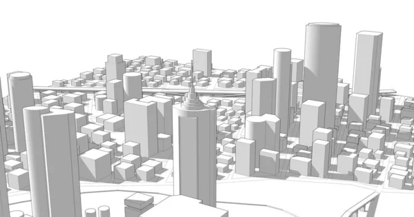 Panorama Ciudad Moderna Ilustración — Foto de Stock