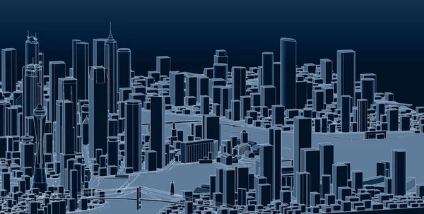Panorama Ciudad Moderna Ilustración —  Fotos de Stock