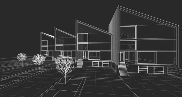 Croquis Une Maison Moderne Rendu — Photo