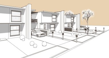 Modern mimari modüler ev 3D görüntüleme