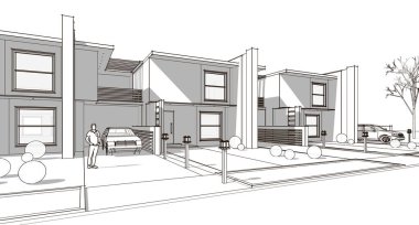 Modern mimari modüler ev 3D görüntüleme