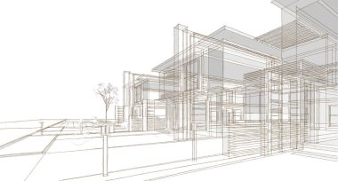 Modern mimari modüler ev 3D görüntüleme