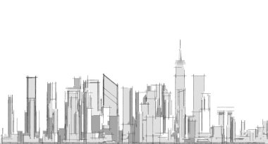 Modern şehir panoraması 3D illüstrasyon