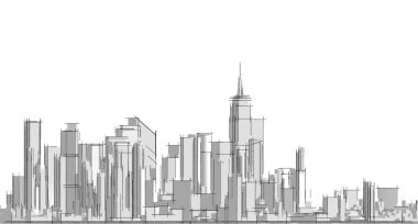 Modern şehir panoraması 3D illüstrasyon