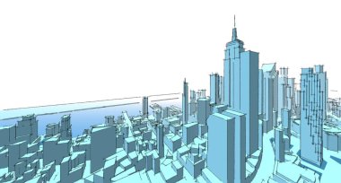 Modern şehir panoraması 3D illüstrasyon