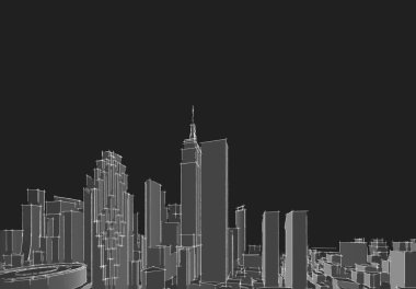 Modern şehir panoraması 3D illüstrasyon