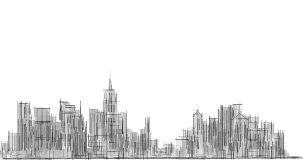 Panorama Ciudad Moderna Ilustración — Foto de Stock