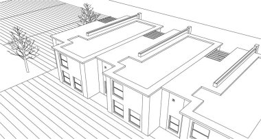 ev mimarisi çizimi 3d illüstrasyon