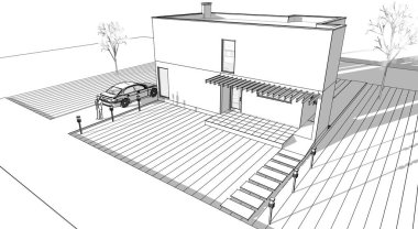soyut kübik ev 3d oluşturma