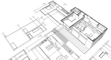 Modern ev planı 3d illüstrasyon