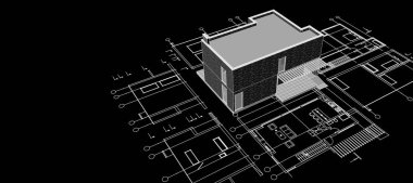 Modern ev planı 3d illüstrasyon