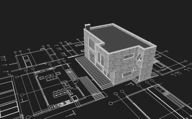 Modern ev planı 3d illüstrasyon