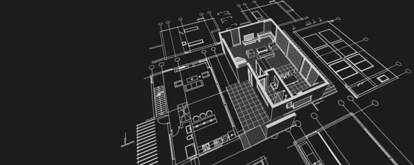 Casa Moderna Plano Ilustração — Fotografia de Stock