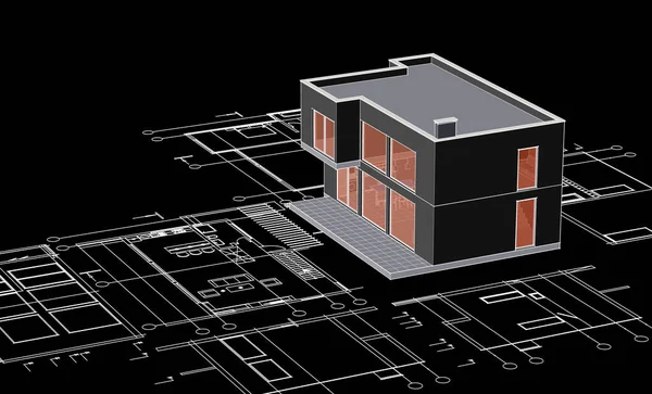 Modern House Plan Illustration — Stock Photo, Image