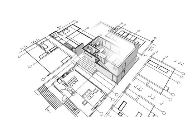 Modern House Plan Illustration — Stock Photo, Image