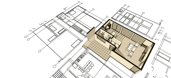 Ilustración Moderna Plano Casa —  Fotos de Stock