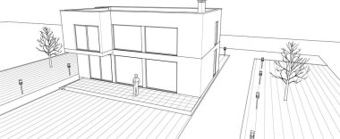 Modern ev planı 3d illüstrasyon