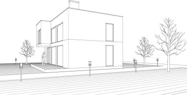 Modern ev planı 3d illüstrasyon