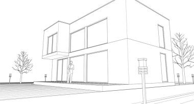 Modern ev planı 3d illüstrasyon