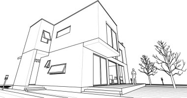 Modern ev planı 3d illüstrasyon