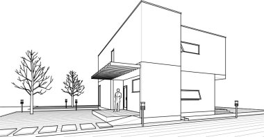 Modern ev planı 3d illüstrasyon