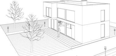 Modern ev planı 3d illüstrasyon