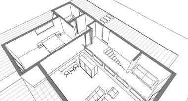 Modern ev planı 3d illüstrasyon