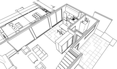 Modern ev planı 3d illüstrasyon