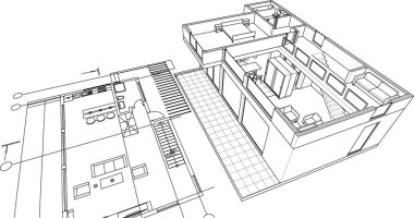 Modern ev planı 3d illüstrasyon