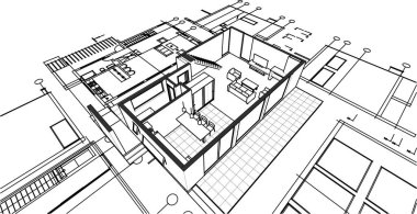 Modern ev planı 3d illüstrasyon