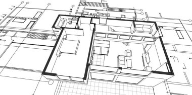 Modern ev planı 3d illüstrasyon