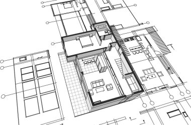 Modern ev planı 3d illüstrasyon