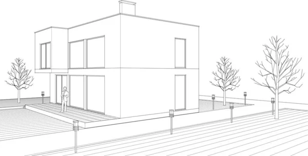 Plan Maison Moderne Illustration — Image vectorielle