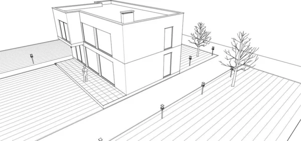 Moderno Piano Casa Illustrazione — Vettoriale Stock