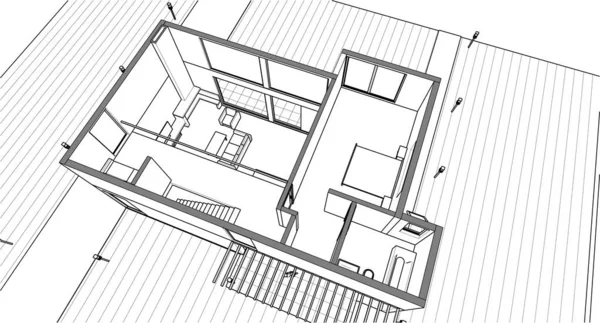 Ilustración Moderna Plano Casa — Vector de stock