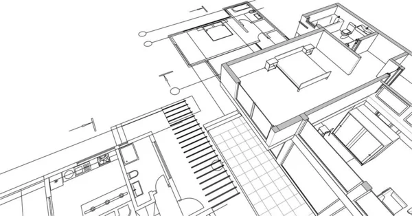 Casa Moderna Plano Ilustração — Vetor de Stock