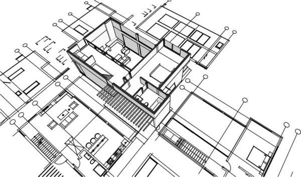 Modern Huis Plan Illustratie — Stockvector