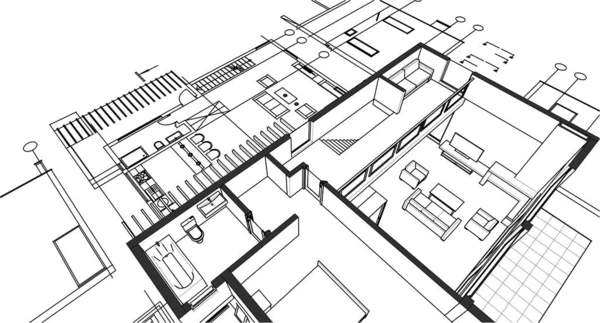 Moderno Piano Casa Illustrazione — Vettoriale Stock