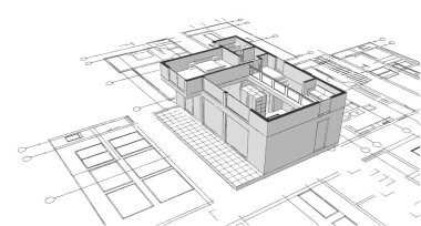 Modern ev planı 3d illüstrasyon