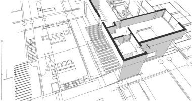 Modern ev planı 3d illüstrasyon
