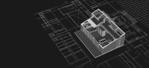 Modernt Hus Plan Illustration — Stockfoto