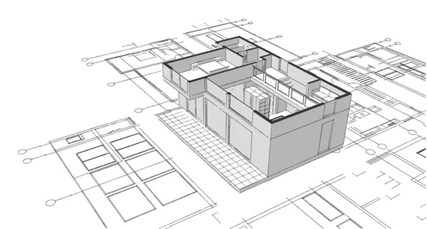 Сучасний План Будинку Ілюстрація — стокове фото